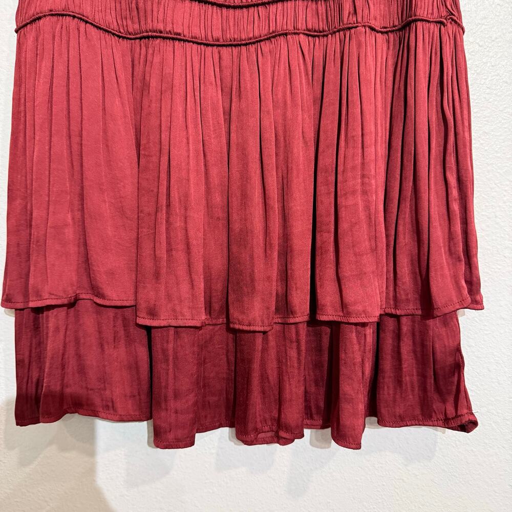 Current Air Wine Layered Satin Ruffle Mini Skirt Sz M NWT - Picture 4 of 11